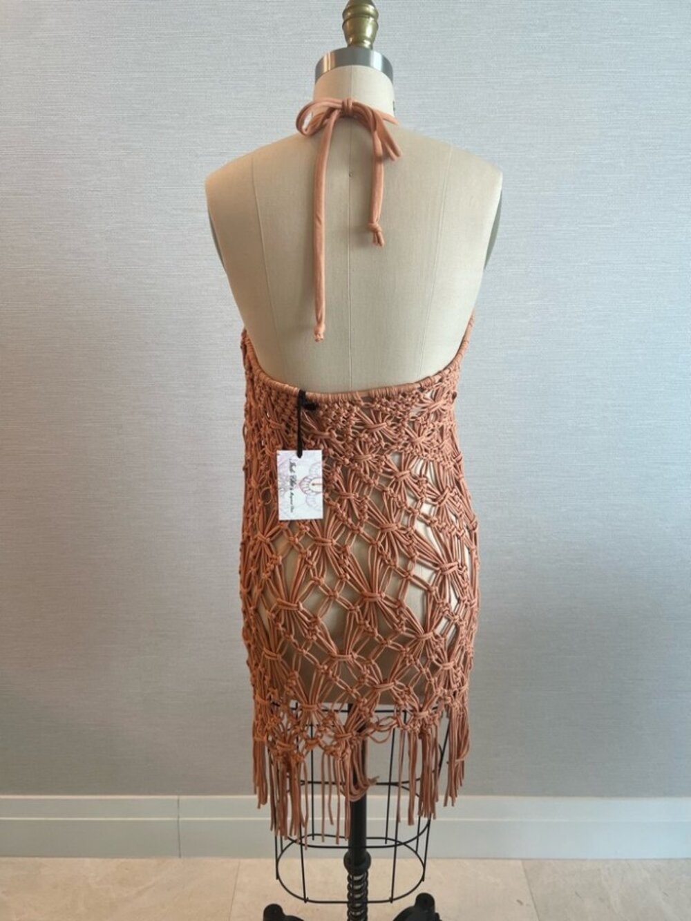 Indi Chic Macrame Cover Up Dress Or Skirt One Size Terracotta Crochet Beach NWT